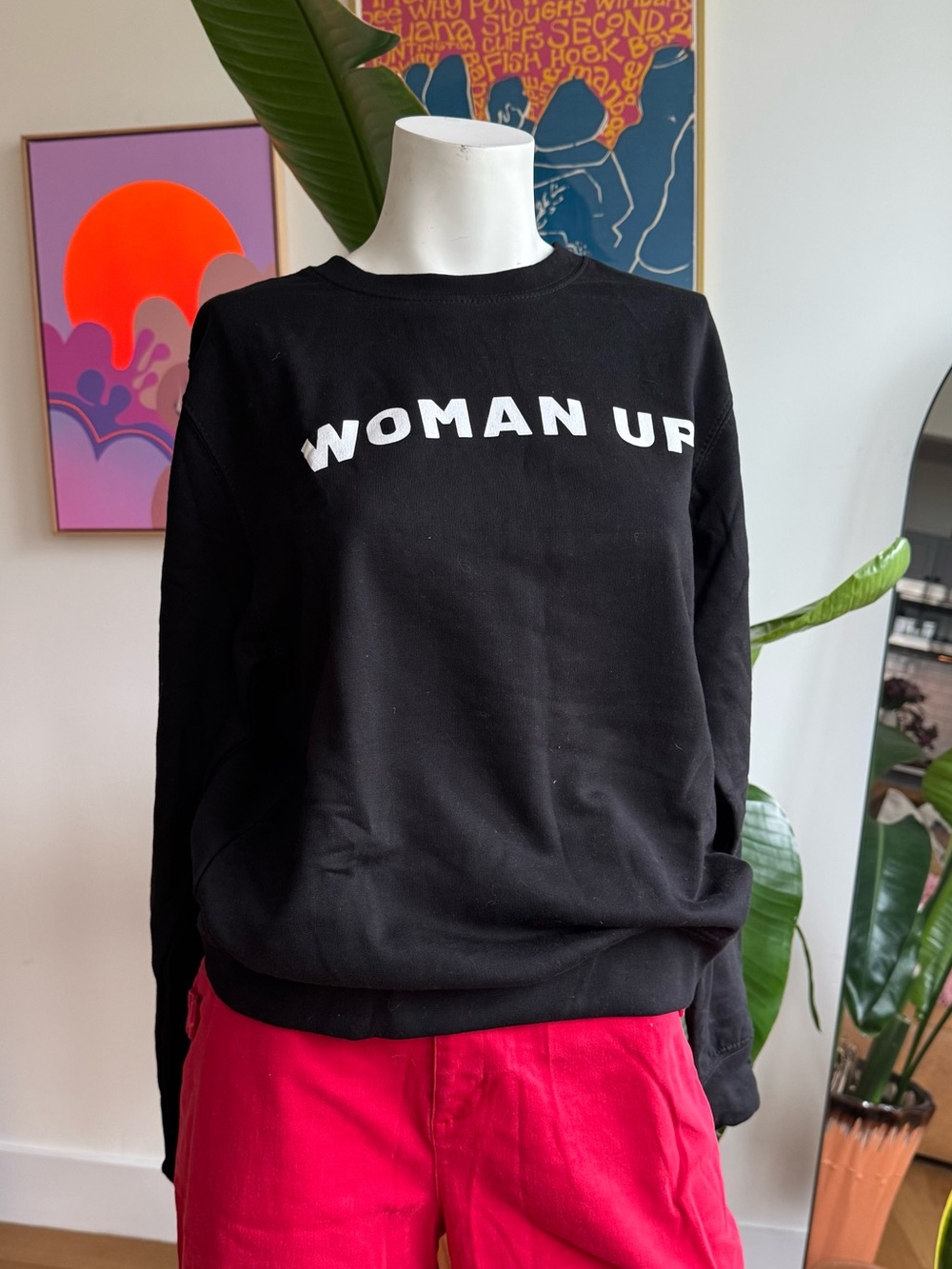 WOMAN UP Black Crew Sweatshirt